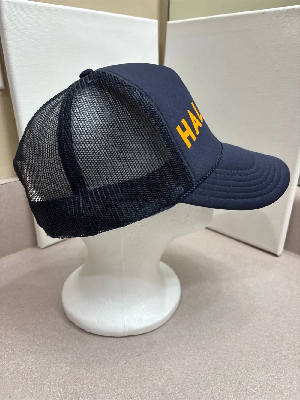Hawaiian North Shore Haleiwa Snapback Trucker Hat Cap Mesh Foam Rope Blue Orange